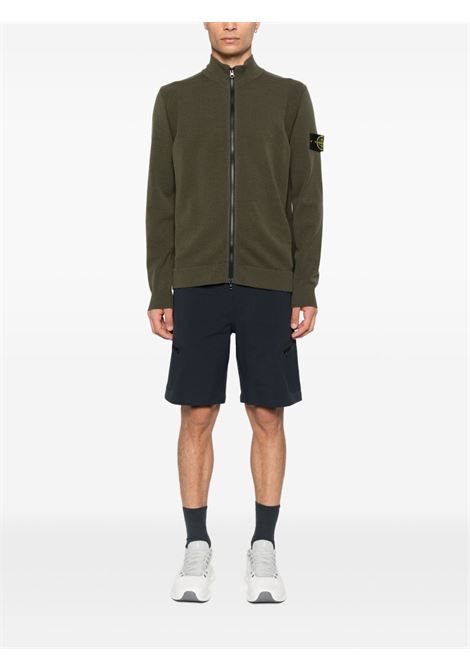 maglione con zip uomo verde militare STONE ISLAND | K2S15 5100062 S00A1V0054